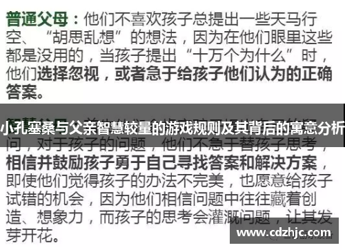 小孔塞桑与父亲智慧较量的游戏规则及其背后的寓意分析